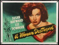 6p023 SMASH-UP linen British quad '46 different close up of sexy Susan Hayward, A Woman Destroyed!