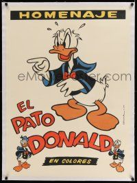 6p088 HOMENAJE EL PATO DONALD linen Cuban '50s Walt Disney, 3 great cartoon images of Donald Duck!
