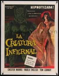 6p093 SHE-CREATURE linen Cuban '56 art of sexy Marla English reincarnated as a monster from Hell!