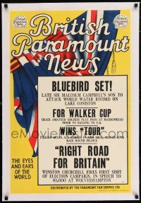 6p031 BRITISH PARAMOUNT NEWS linen #1921 English double crown '49 Winston Churchill campaigns!