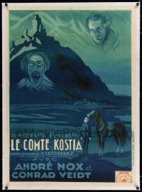 6p096 COUNT KOSTIA linen French 30x41 '25 art of Conrad Veidt looming in sky over mountain castle!