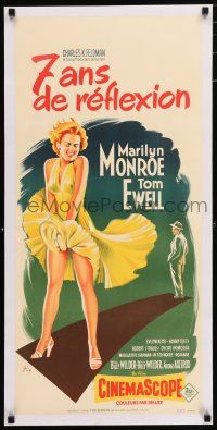 6p098 SEVEN YEAR ITCH linen French 15x31 R70s best Grinsson art of Marilyn Monroe's skirt blowing!