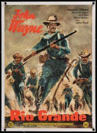 6p117 RIO GRANDE linen German R60s different art of John Wayne & soldiers, directed by John Ford!