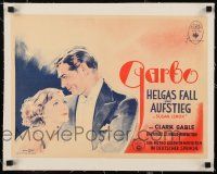 6p108 SUSAN LENOX: HER FALL & RISE linen German 14x19 '32 great art of Greta Garbo & Clark Gable!