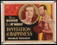 6p010 INVITATION TO HAPPINESS linen Other Company 1/2sh '39 art of Irene Dunne & boxer MacMurray!
