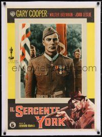 6p039 SERGEANT YORK linen Italian 20x28 R58 best portrait of decorated Gary Cooper, Howard Hawks!