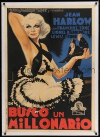 6p080 GIRL FROM MISSOURI linen Spanish '34 different full-length artwork of beautiful Jean Harlow!