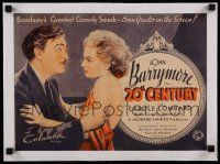 6p001 20th CENTURY linen 11x16 trade ad '34 art of John Barrymore grabbing sexy Carole Lombard!