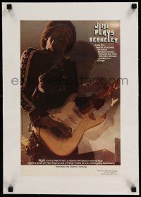 6p005 JIMI PLAYS BERKELEY linen 11x17 special '73 great image of Jimi Hendrix performing w/ guitar!
