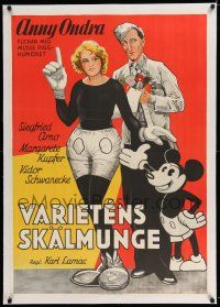 6p074 FAIR PEOPLE linen Swedish '30 Anny Ondra as Mickey Mouse by a real unauthorized Mickey!