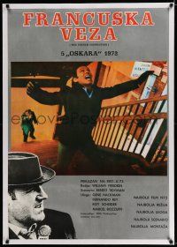 6p058 FRENCH CONNECTION linen Yugoslavian 27x39 '73 Gene Hackman in movie chase climax, Friedkin!