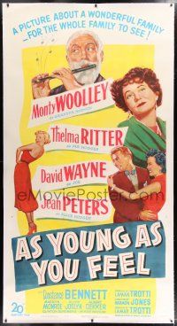 6r019 AS YOUNG AS YOU FEEL linen 3sh '51 great art of top cast & young sexy Marilyn Monroe!