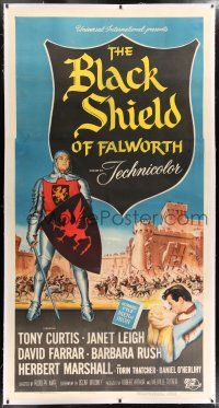 6r022 BLACK SHIELD OF FALWORTH linen 3sh '54 art of knight Tony Curtis & real life wife Janet Leigh