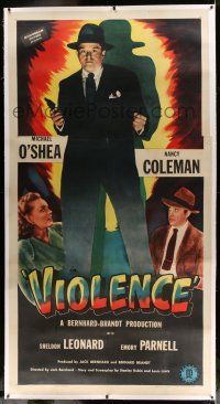 6r056 VIOLENCE linen 3sh '47 Nancy Coleman & Michael O'Shea fight undercover fascists in America!