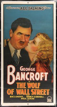6r060 WOLF OF WALL STREET linen INCOMPLETE 3sh '29 stone litho of Baclanova kissing George Bancroft!