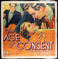 6r008 AGE OF CONSENT linen 6sh '32 stone litho of college girl caught in a love triangle, pre-Code!