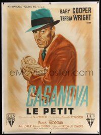 6r073 CASANOVA BROWN linen French 1p '47 completely different art of Gary Cooper carrying baby!