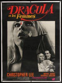 6r077 DRACULA HAS RISEN FROM THE GRAVE linen French 1p '69 vampire Christopher Lee & sexy Carlson!