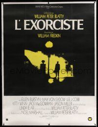 6r078 EXORCIST linen French 1p '74 William Friedkin & William Peter Blatty horror, classic image!