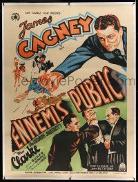 6r080 GREAT GUY linen French 1p '36 cool different art of James Cagney beating up bad guys!