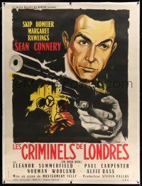 6r086 NO ROAD BACK linen French 1p R65 cool different artwork of Sean Connery & gun with silencer!