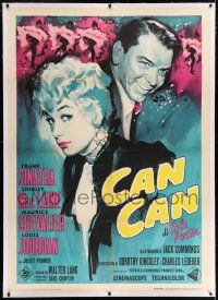 6r131 CAN-CAN linen Italian 1p R65 different artwork of Frank Sinatra & Shirley MacLaine!
