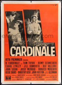 6r132 CARDINAL linen Italian 1p '64 Preminger, Romy Schneider, Tom Tryon, different Cesselon art!