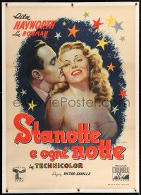 6r160 TONIGHT & EVERY NIGHT linen Italian 1p '46 Ballester art of sexy Rita Hayworth & Lee Bowman!