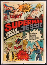 6r167 WHO WANTS TO KILL JESSIE? linen Italian 1p '67 Superman does, comic art from Kaja Saudek!