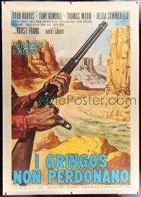6r106 BLACK EAGLE OF SANTA FE linen Italian 2p '65 cool art of rifle & river canyon by Renato Casaro