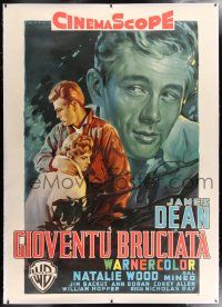 6r121 REBEL WITHOUT A CAUSE linen Italian 2p R60 Nicholas Ray, different Martinati art of James Dean