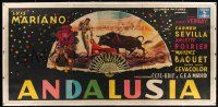 6r101 ANDALOUSIE linen Italian 3p '51 great Alfredo Capitani art of matador bullfighting on fan!