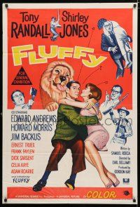 6s723 FLUFFY Aust 1sh '65 great art of huge lion & Tony Randall w/pretty Shirley Jones!