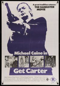 6s724 GET CARTER Aust 1sh '71 cool image of Michael Caine holding shotgun!