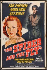 6s751 SPIDER & THE FLY Aust 1sh '49 wonderful close up stone litho of sexy Nadia Gray!
