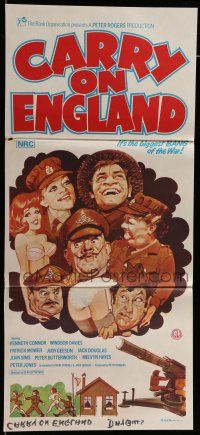 6s797 CARRY ON ENGLAND Aust daybill '76 the biggest bang of the war, wacky military sex art!