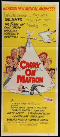 6s799 CARRY ON MATRON Aust daybill '72 English sex, hilarious new medical madness, wacky art!