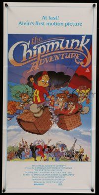 6s807 CHIPMUNK ADVENTURE Aust daybill '87 cool image of cute cartoon rodents in balloon!