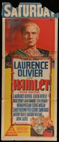 6s849 HAMLET Aust daybill '49 Laurence Olivier in William Shakespeare classic, Best Picture winner!