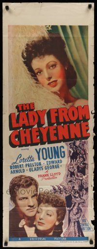 6s874 LADY FROM CHEYENNE long Aust daybill '41 great close-up of pretty Loretta Young, Preston!