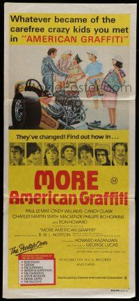 6s899 MORE AMERICAN GRAFFITI Aust daybill '79 Ron Howard, different drag racer art by Paulsson!