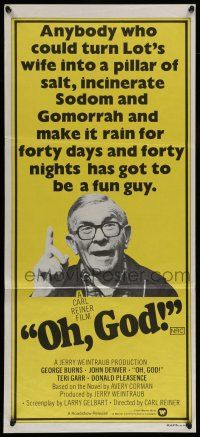 6s907 OH GOD Aust daybill '77 directed by Carl Reiner, great super close up of wacky George Burns!
