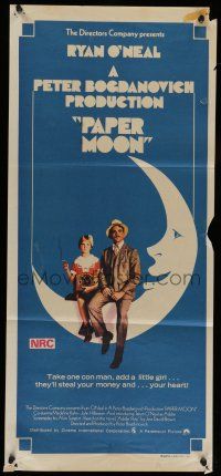6s917 PAPER MOON Aust daybill '73 great image of smoking Tatum O'Neal with dad Ryan O'Neal!