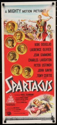 6s952 SPARTACUS Aust daybill '61 classic Stanley Kubrick & Kirk Douglas epic, stone litho art!