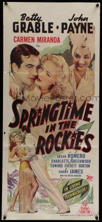 6s953 SPRINGTIME IN THE ROCKIES Aust daybill '42 Betty Grable, Cesar Romero & Carmen Miranda!