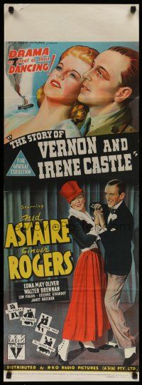 6s961 STORY OF VERNON & IRENE CASTLE long Aust daybill'39 hand litho of Fred Astaire & Ginger Rogers
