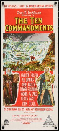 6s967 TEN COMMANDMENTS Aust daybill R60 Cecil B. DeMille, starring Charlton Heston & Yul Brynner!