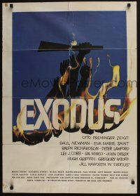 6s549 EXODUS German '62 Otto Preminger, great artwork of arms reaching for rifle by Saul Bass!