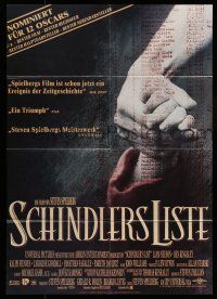 6s651 SCHINDLER'S LIST German '94 Steven Spielberg World War II classic, Best Picture winner!