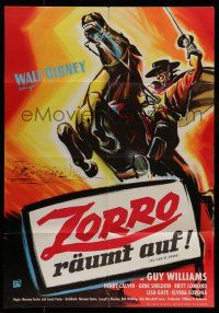 6s656 SIGN OF ZORRO German '60 Disney, different art of masked hero Guy Williams with sword!